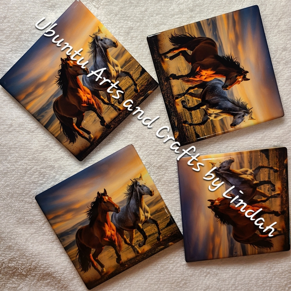 Horse Art Coasters Set